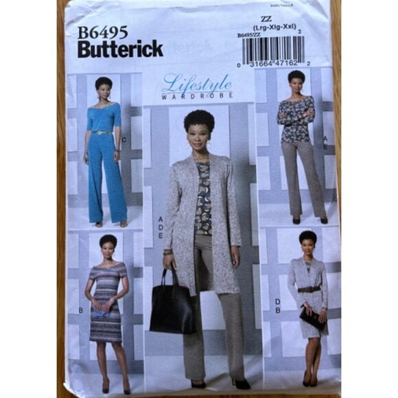 Butterick Size L-XXL Top Dress Jumpsuit Jacket Pant Sewing Pattern #B6495 - Picture 2 of 4